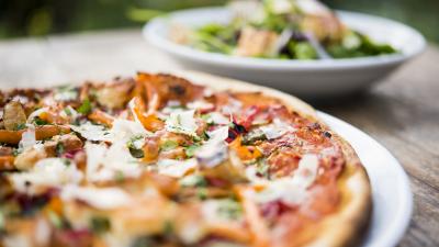 Pizza and salad